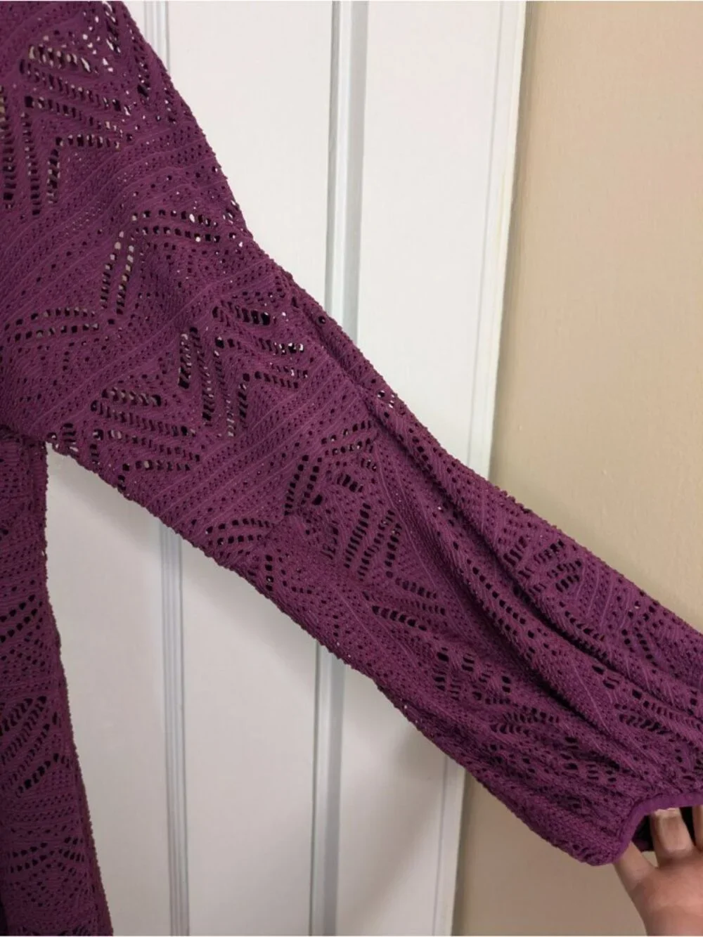 ANTHROPOLOGIE MAEVE Size Large Laila Lace Lined Dress Balloon Sleeve Purple